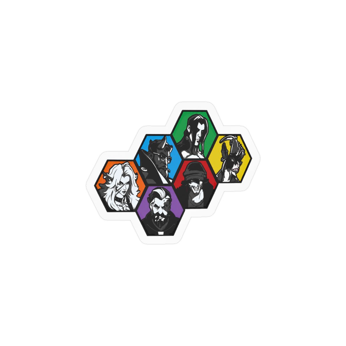 Deadlock - hexagon decal display character profiles Silver Rem Graves Ivy Mina Billy Venator Celeste Doorman Victor Drifter Abrams