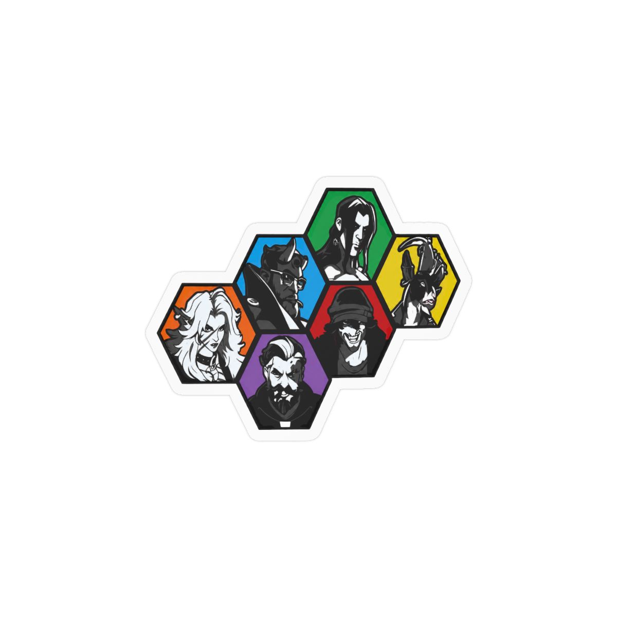 Deadlock - hexagon decal display character profiles Silver Rem Graves Ivy Mina Billy Venator Celeste Doorman Victor Drifter Abrams